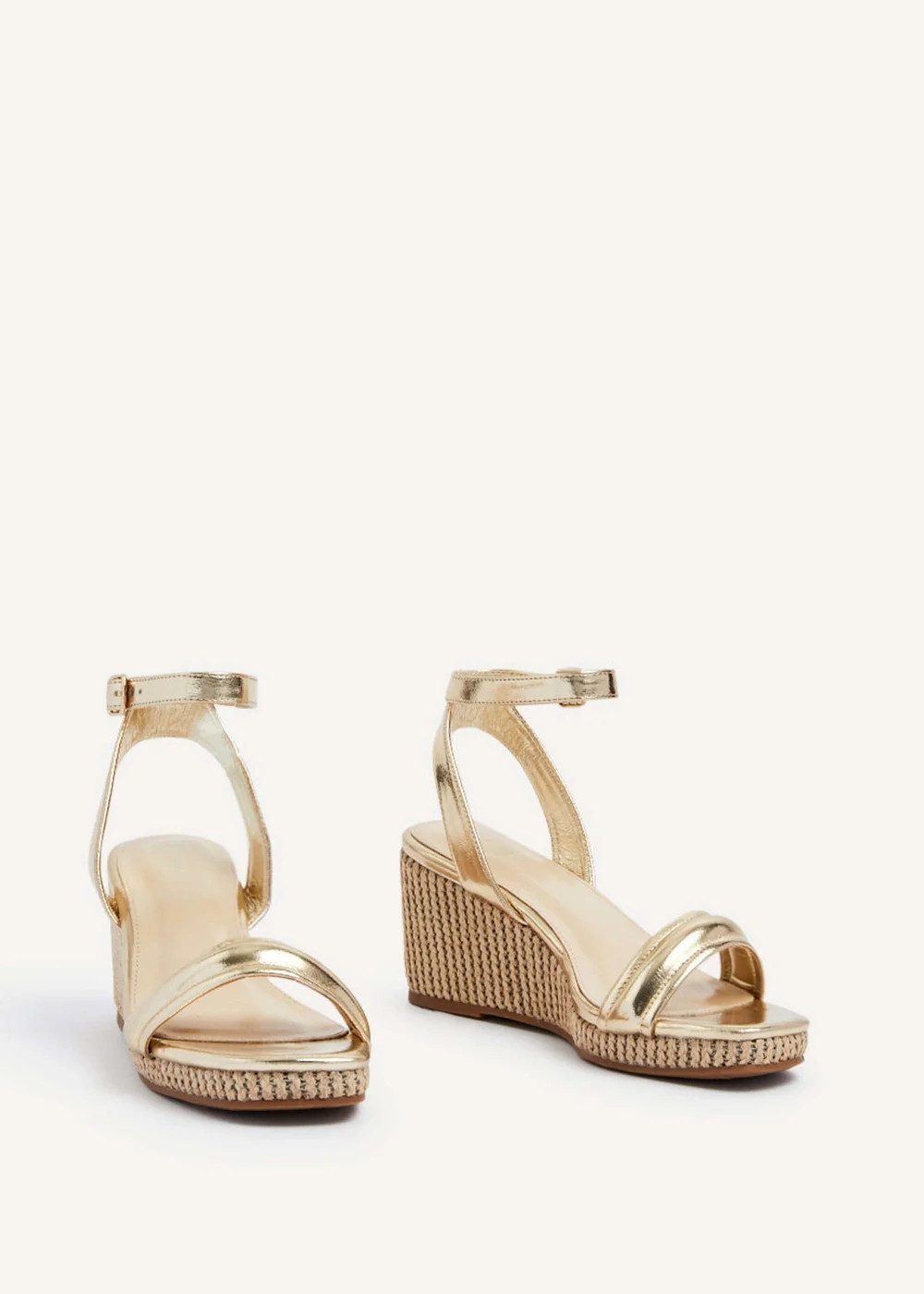 Linzi Chelsea Gold Faux Leather Rope Wedge - 3 Image 3
