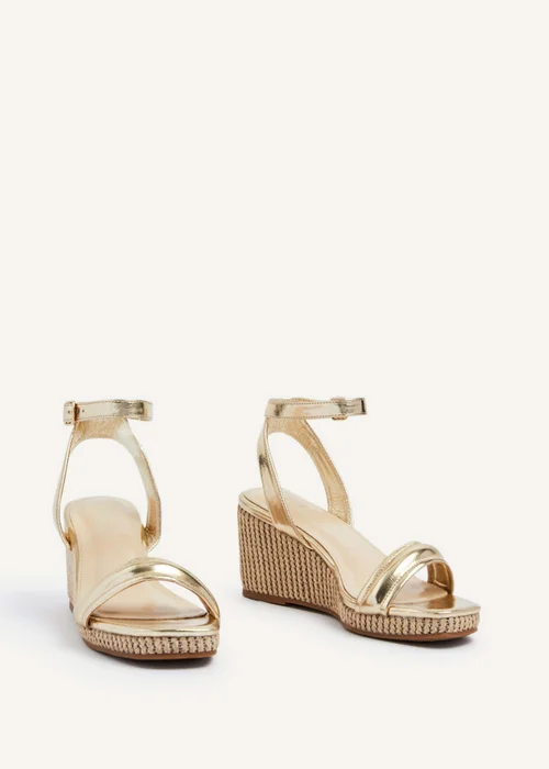 Linzi Chelsea Gold Faux Leather Rope Wedge - 3 Image 3