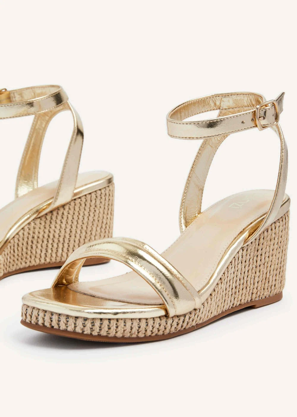 Linzi Chelsea Gold Faux Leather Rope Wedge - 3 Image 4