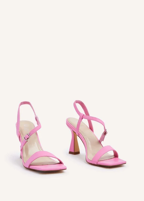Linzi Klass Pink Faux Leather Front Fastening Open Toe Flared Heel - 3 Image 3