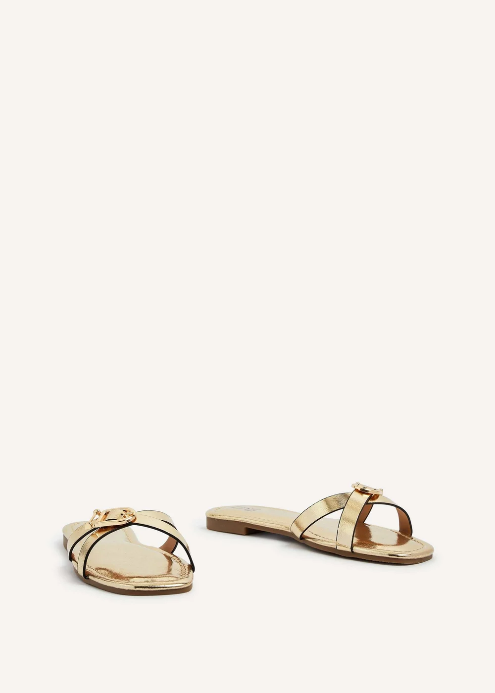 Linzi Yasmin Gold Faux Leather Crossover Slider Sandal - 3 Image 3
