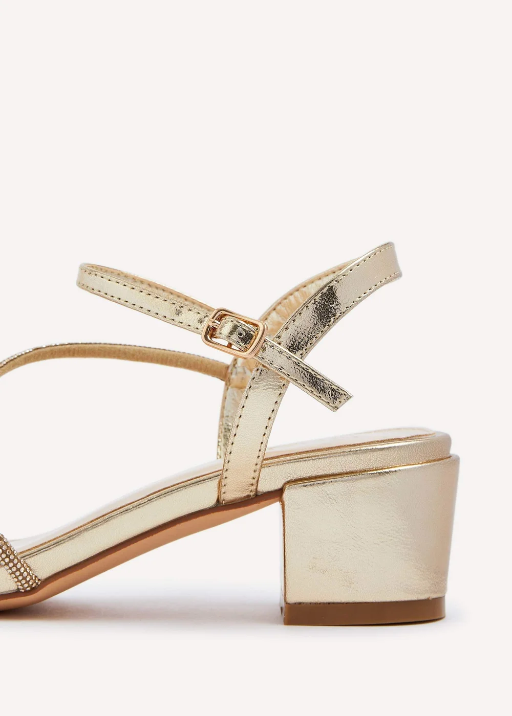 Linzi Riri Gold Faux Leather Diamante Strappy Block Heeled Sandal - 3 Image 5