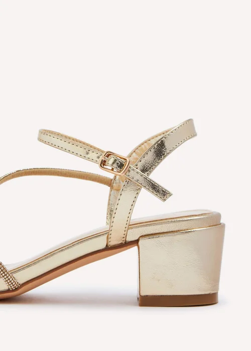Linzi Riri Gold Faux Leather Diamante Strappy Block Heeled Sandal - 3 Image 5