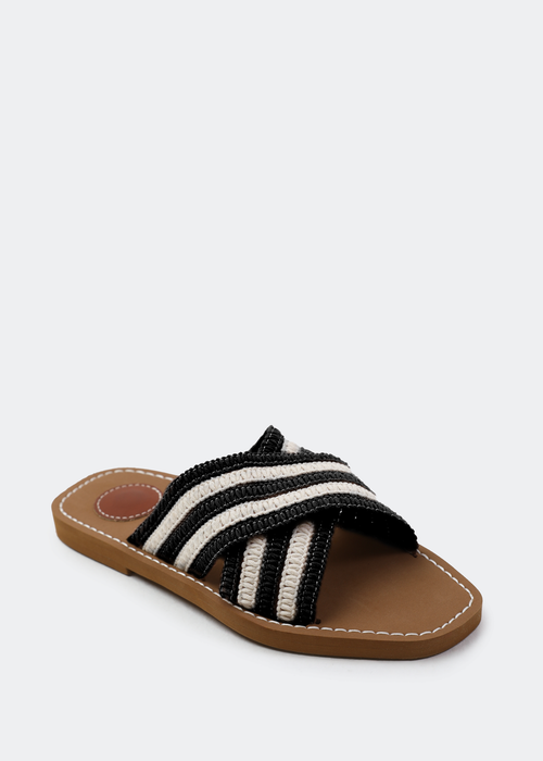 Where's That From Black Arizona Striped Cross Over Crochet Strap - 3 Image 1