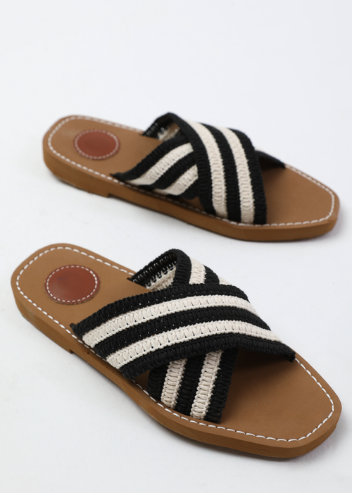 Where's That From Black Arizona Striped Cross Over Crochet Strap - 3 Image 3