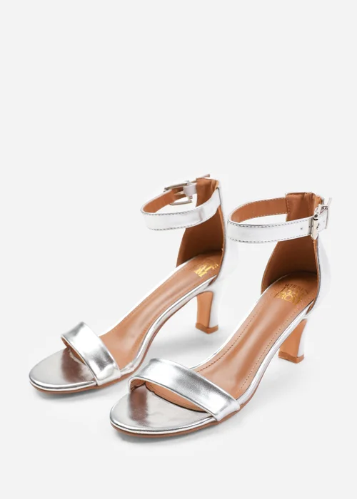 Where's That From Madrid Silver Block Heel With Ankle Strap - 8 Image 2