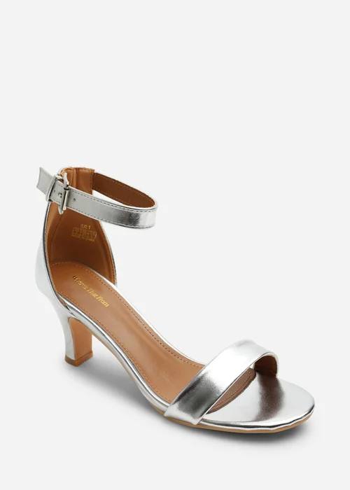 Where's That From Madrid Silver Block Heel With Ankle Strap - 8 Image 2