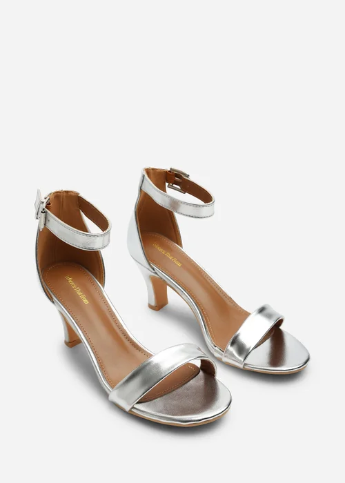 Where's That From Madrid Silver Block Heel With Ankle Strap - 8 Image 3