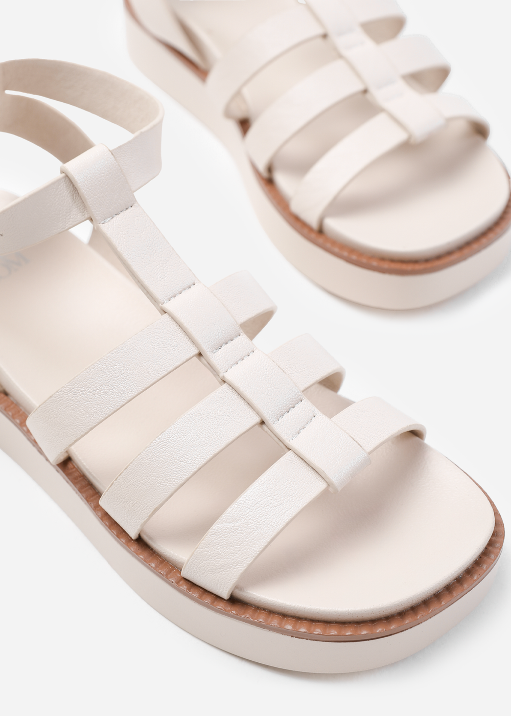 Where's That From Dubai Mid Platform Gladiator Strap Cream - Size 4 Image 2