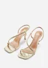 Where's That From Iowa Gold Metallic Cross Foot Strap Heels - Size 3 Image 2