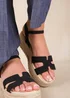 Where's That From London Black Nubuck Espadrille Style Sandals - Size 4 Image 1