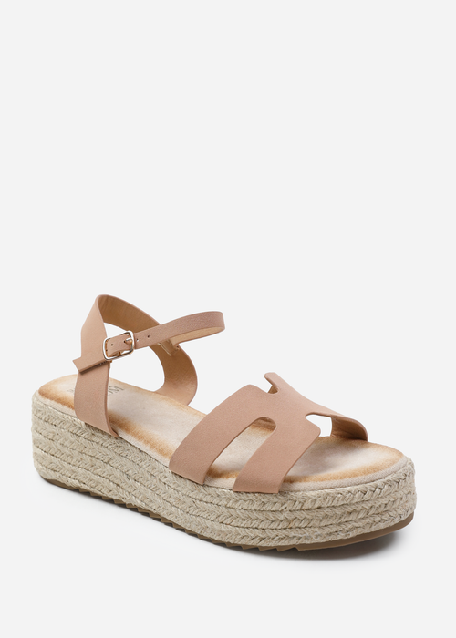 Where's That From London Nude Nubuck Espadrille Style Sandals - Size 7 Image 2