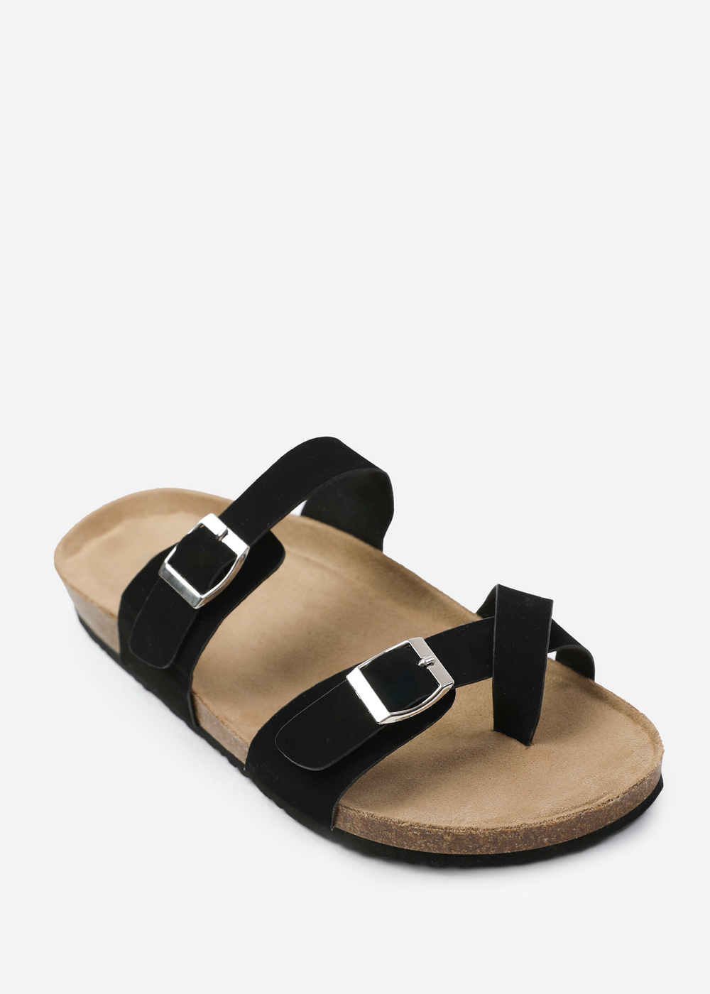 Where's That From Rio Black Nubuck Two Strap Buckle Sandals - 3 Image 2