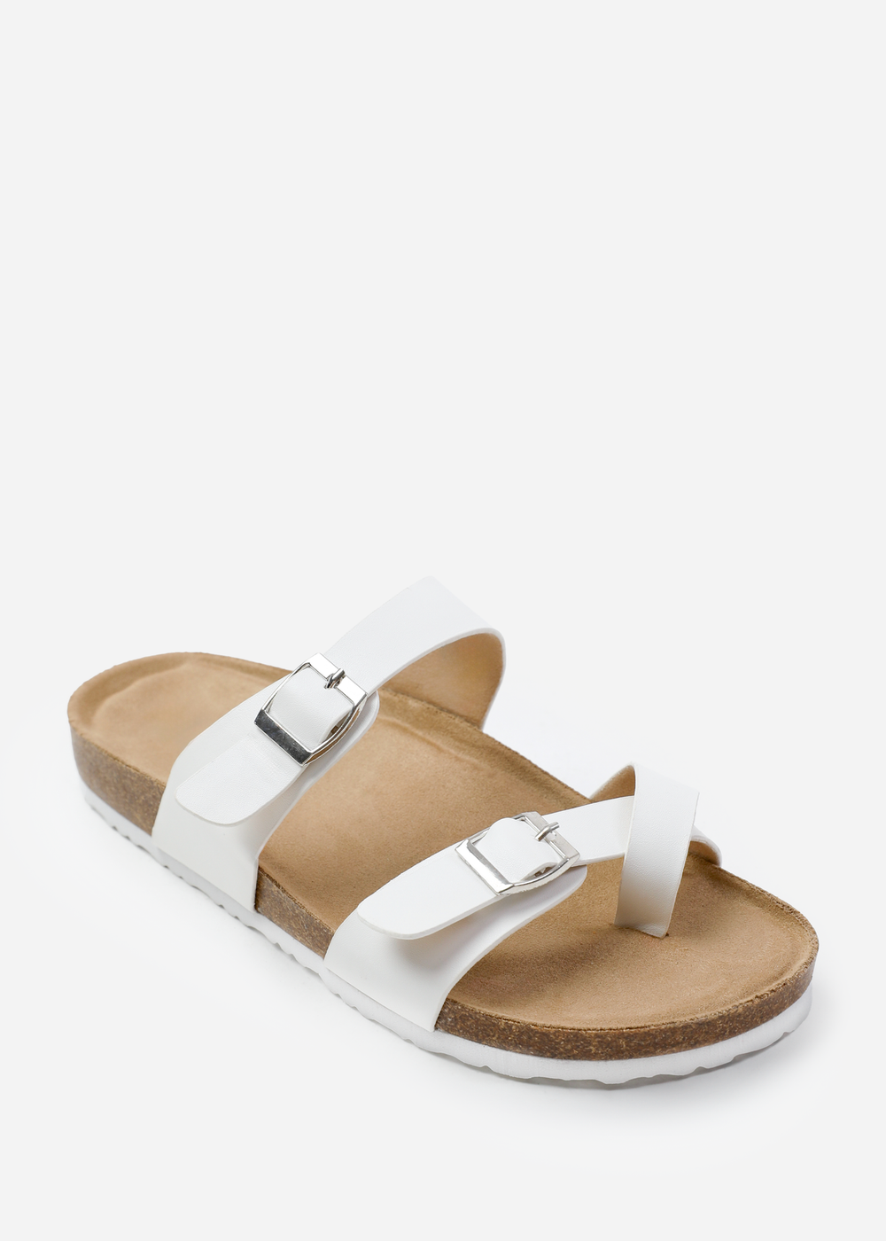 Where's That From Rio White Two Strap Buckle Sandals - 3 Image 1