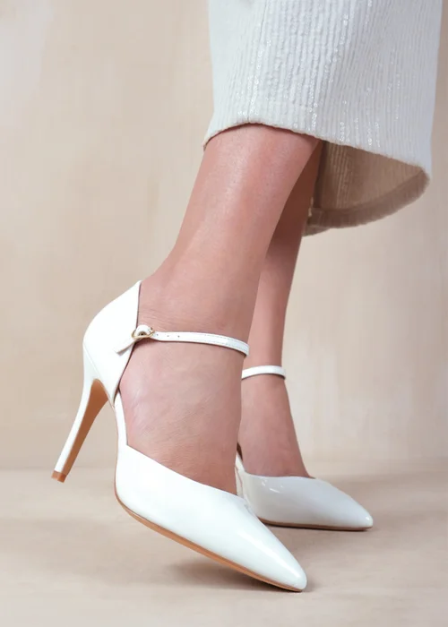 Where's That From Reflex White Patent Mid-High Pointed Toe Heels - 3 Image 3