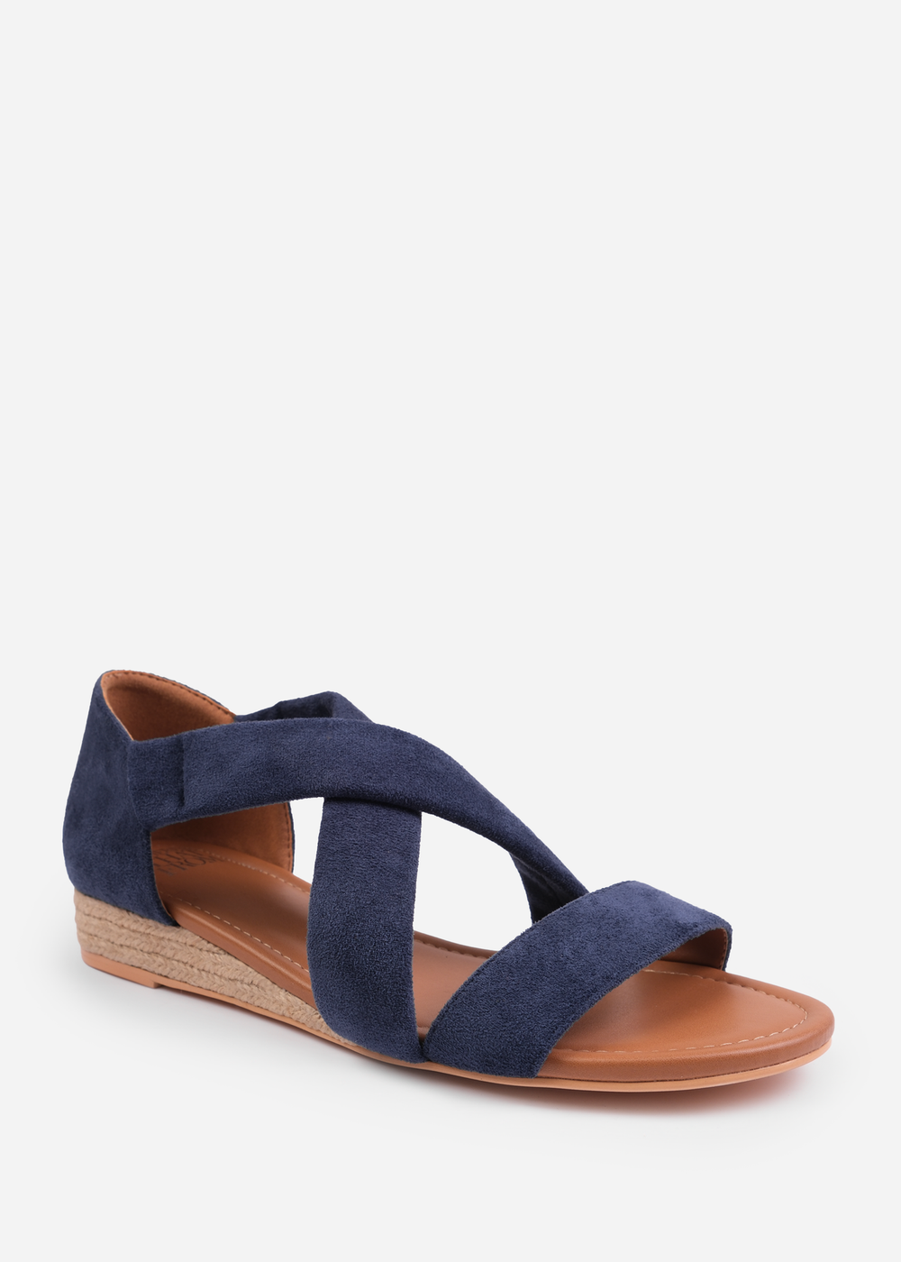 Where's That From Navy Faux Suede Hummingbird Wide-Fit Low Wedges - 4 Image 2