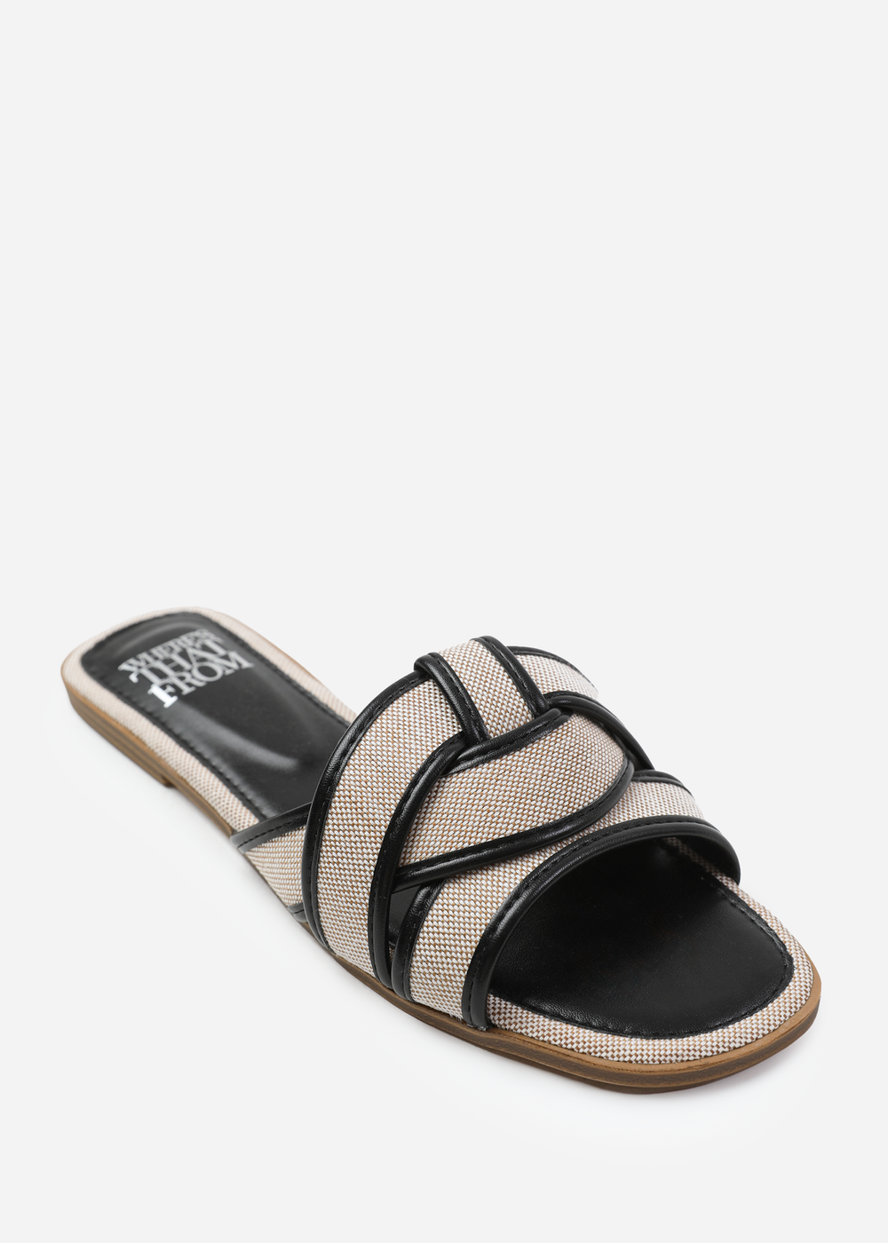 Where's That From Prague Black Pu Cross Over Strap Sandals - 3 Image 1