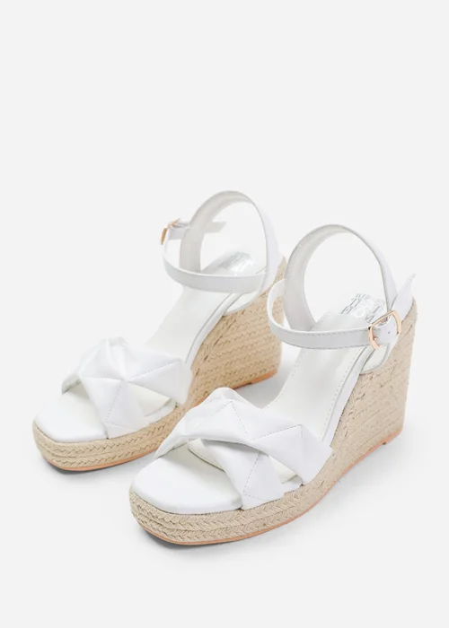 Where's That From Lima White Cross Over Strap Espadrille Wedges - Size 4 Image 2