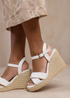 Where's That From Lima White Cross Over Strap Espadrille Wedges - Size 4 Image 1