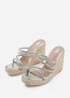 Where's That From Ohio Silver Metallic Multi Strap Espadrille Wedges - Size 4 Image 2