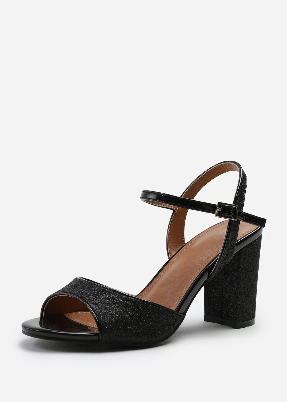 Where's That From Florence Black Glitter Wide-Fit Mid High Heels - 3 Image 2