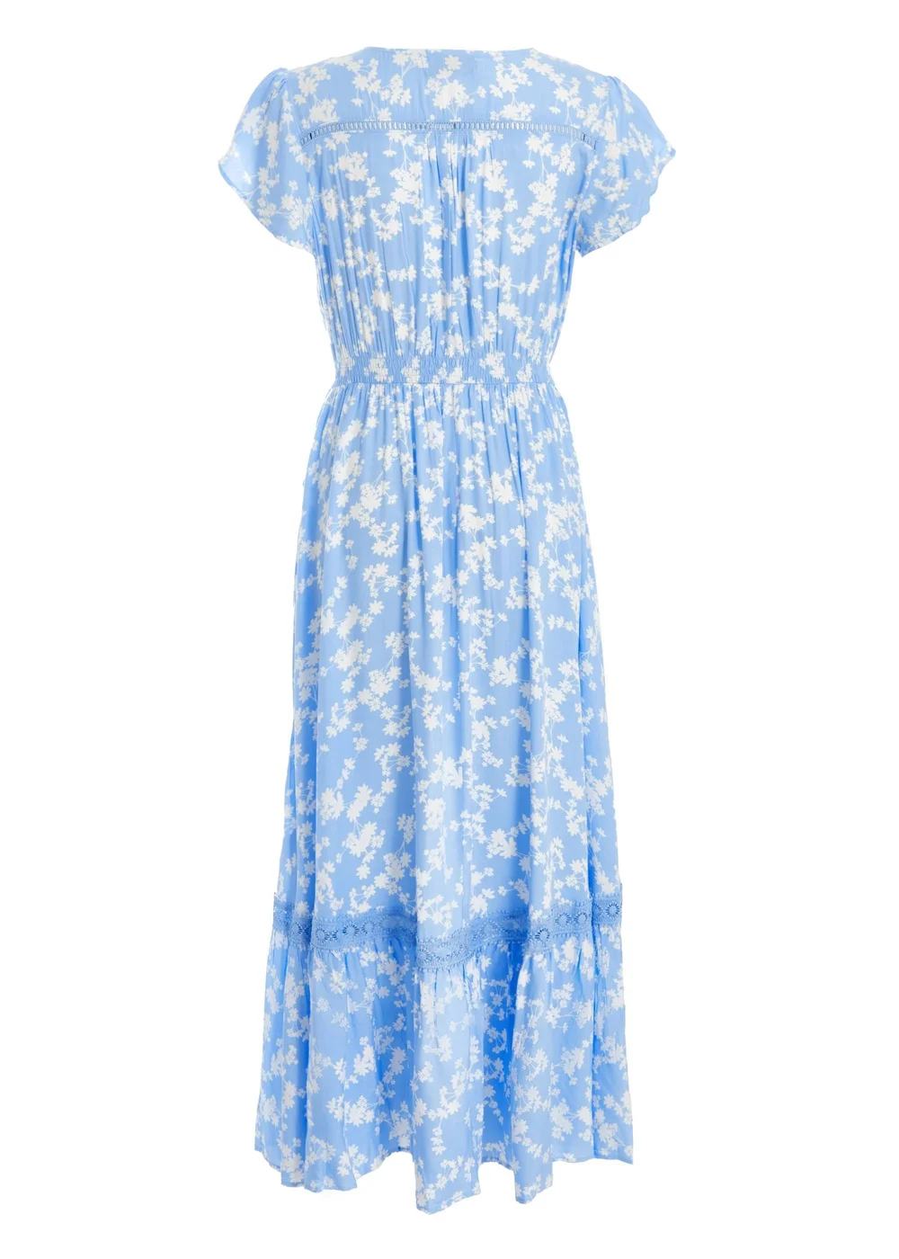 Quiz Blue Ditsy Floral Crochet Trim Maxi Dress - 8 Image 5
