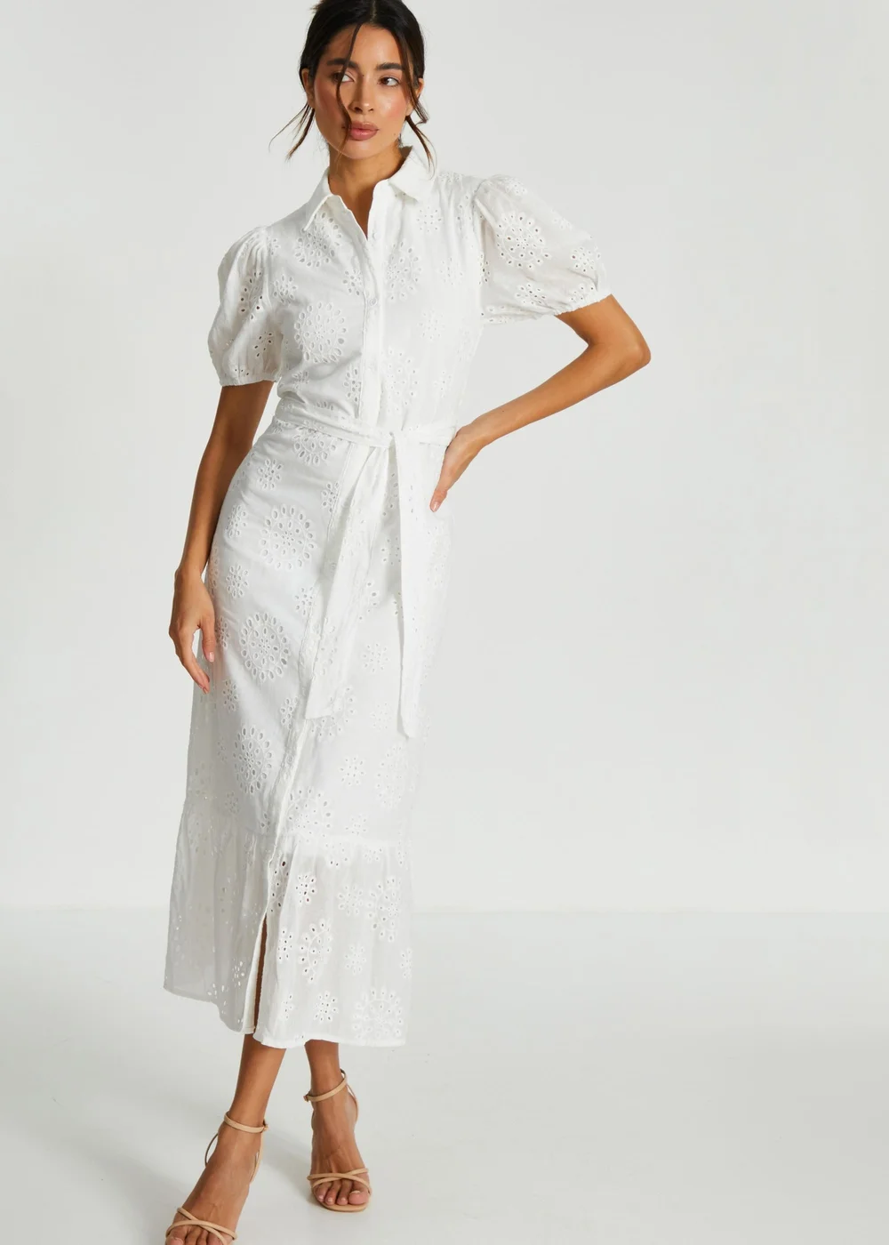 quiz shirt dress Shop Quiz Floral Fluted Sleeve Midi Shirt Dress Online