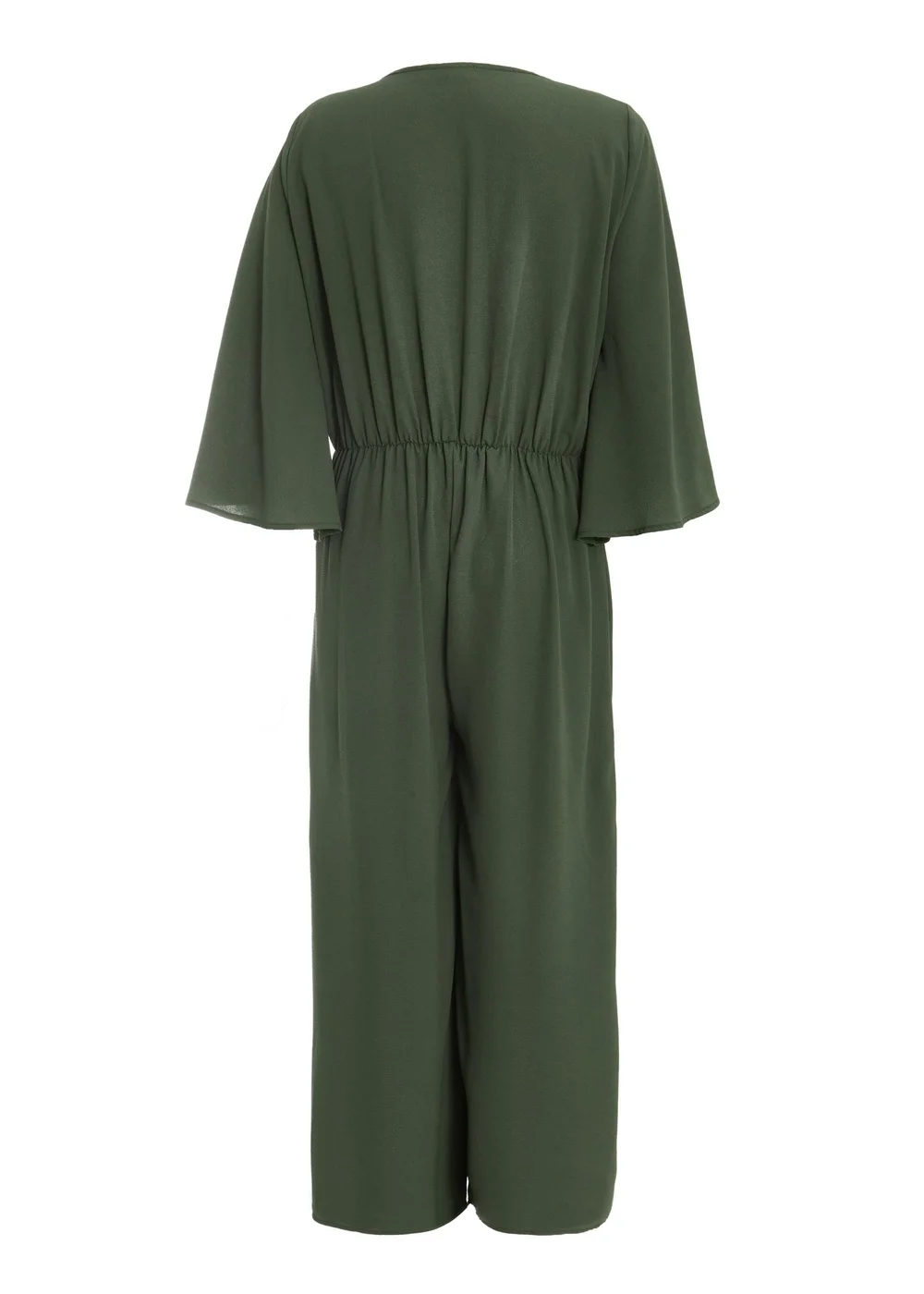 Quiz Khaki Wrap Tie Front Culotte Jumpsuit - Size 4 Clothing Image 5