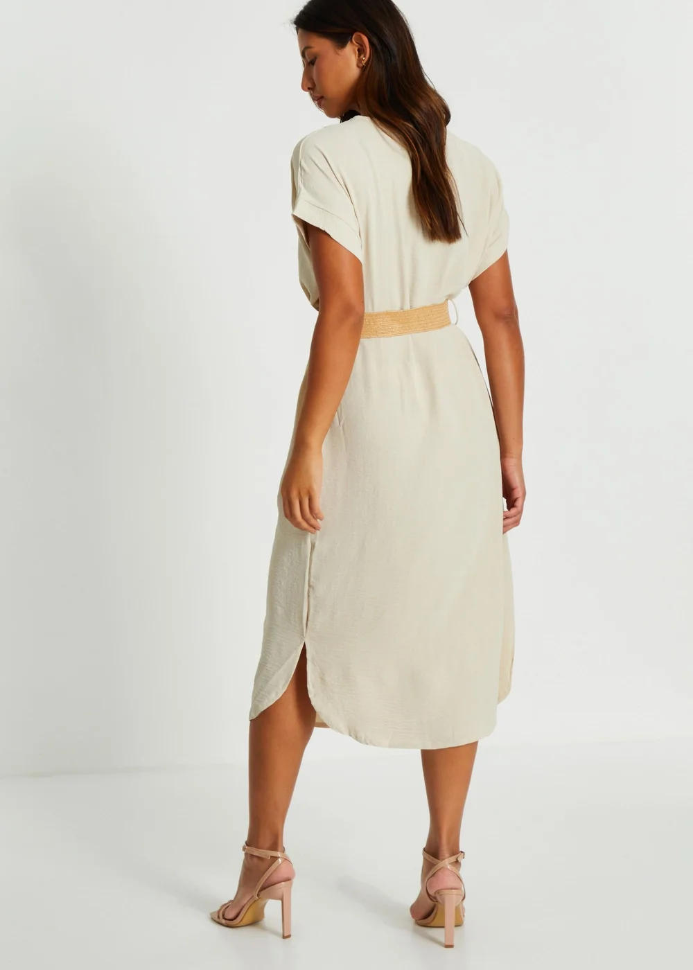 Quiz Stone Belted Midi Shirt Dress - One Size Image 2