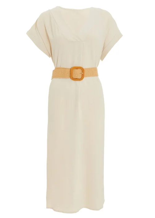Quiz Stone Belted Midi Shirt Dress - One Size Image 4