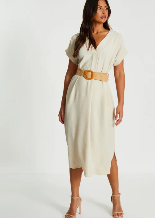 Quiz Stone Belted Midi Shirt Dress - One Size Image 1
