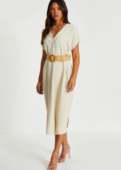 Quiz Stone Belted Midi Shirt Dress - One Size Image 3