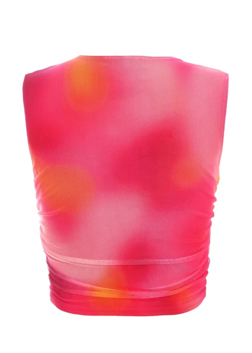 Quiz Pink Mesh Ombre Print Crop Top - 4 Image 4