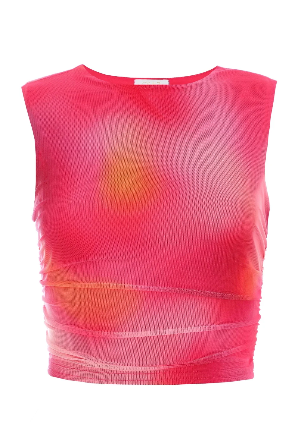 Quiz Pink Mesh Ombre Print Crop Top - 4 Image 3