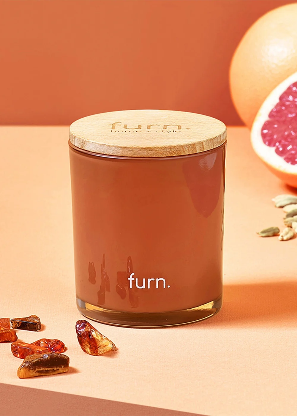 furn.Wildlings Amber, Cinnamon + Mandarin Scented Glass Candle (8.5 x 10 x 8.5cm) - One Size Image 3