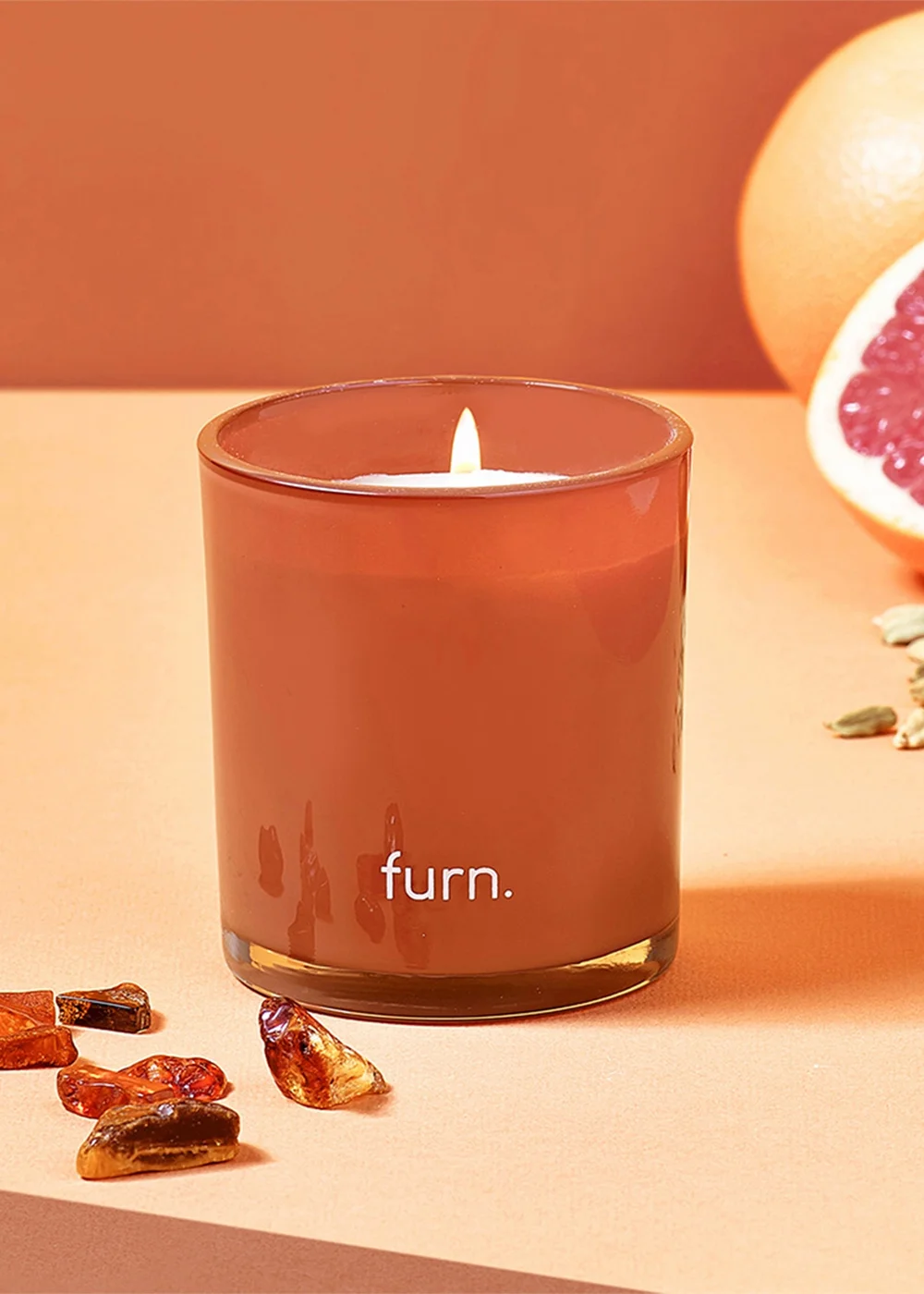 furn.Wildlings Amber, Cinnamon + Mandarin Scented Glass Candle (8.5 x 10 x 8.5cm) - One Size Image 2