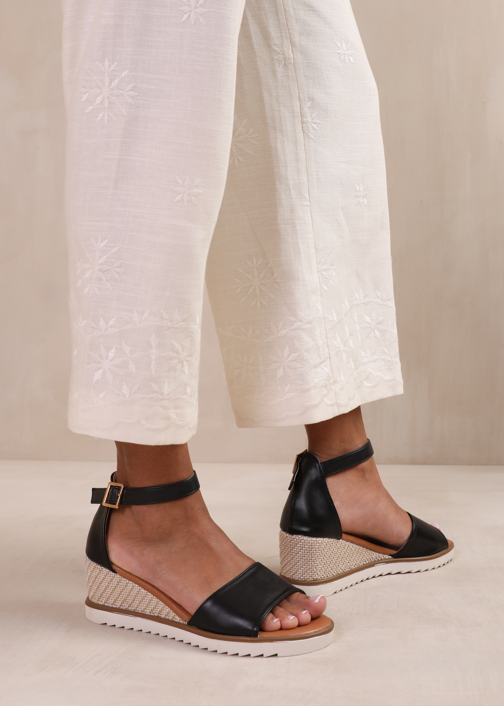 Where's That From Dusk Wedge With Buckle Ankle Strap Black - 8 Image 1