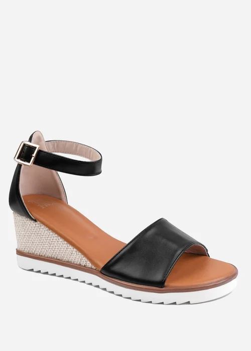 Where's That From Dusk Wedge With Buckle Ankle Strap Black - 8 Image 2