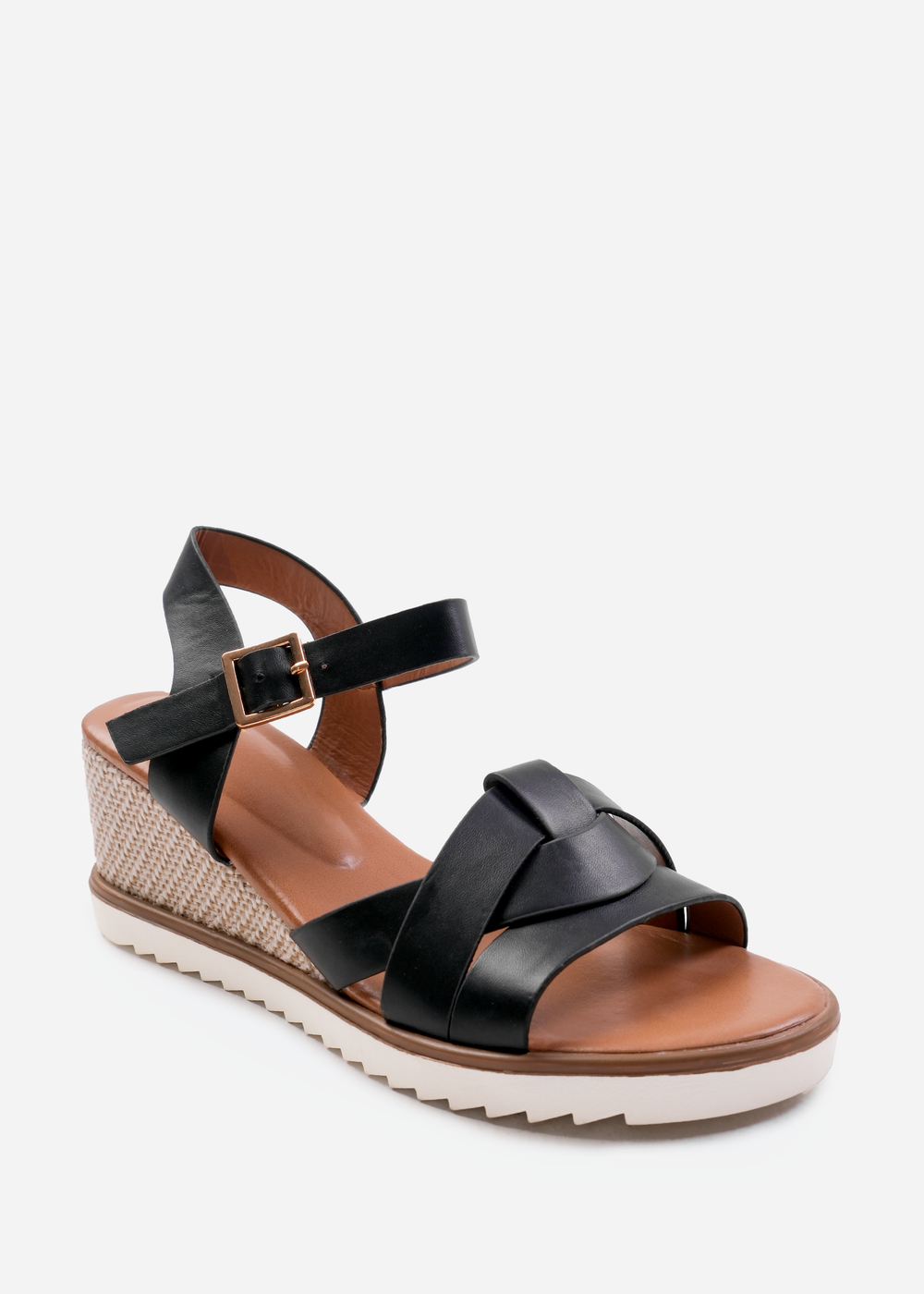 Where's That From Sydney Black Wedge With Front Strap Detail - 3 Image 2