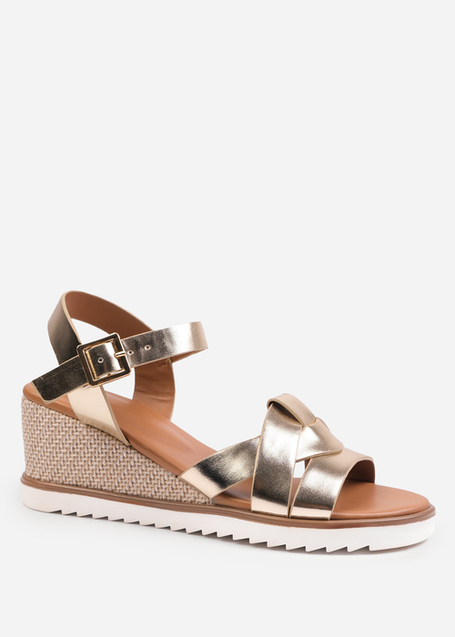 Where's That From Sydney Gold Metallic Wedge With Front Strap - 3 Image 2