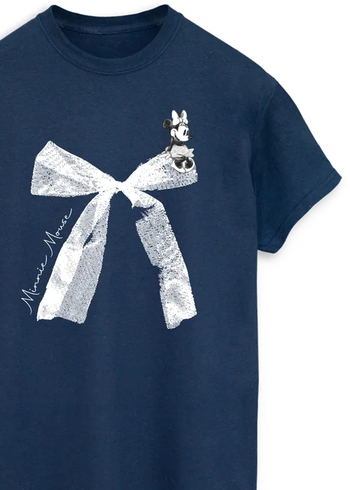 Disney Navy Minnie Mouse Bow Boyfriend Fit T-Shirt - XXL Image 2