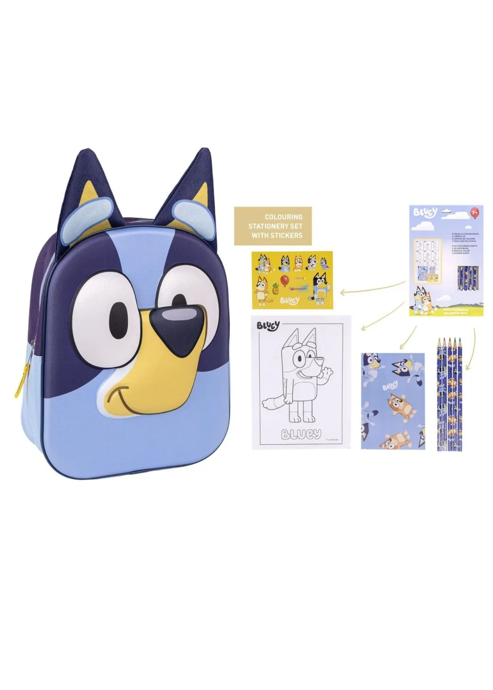 Bluey 3D Backpack Along With A Stationery Set - One Size Image 1
