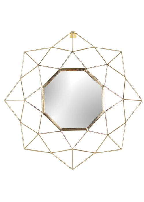 Paoletti Gold Geo Round Circular Wall Mirror (60 x 60 x 8cm) - One Size Image 2