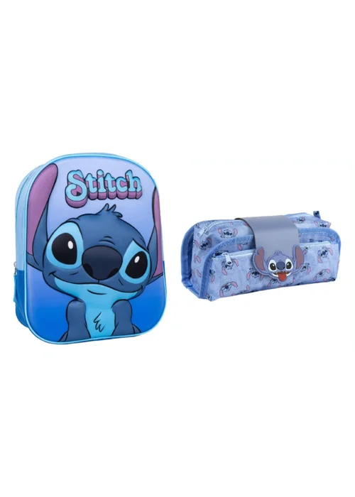 Stitch Blue 3D Backpack With Pencil Case - One Size Image 1