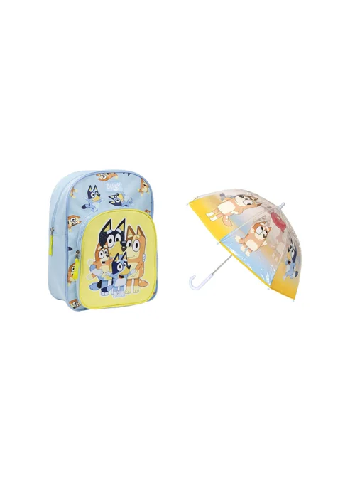 Bluey Blue All Weather Set With Backpack Along With An Umbrella - One Size Image 1