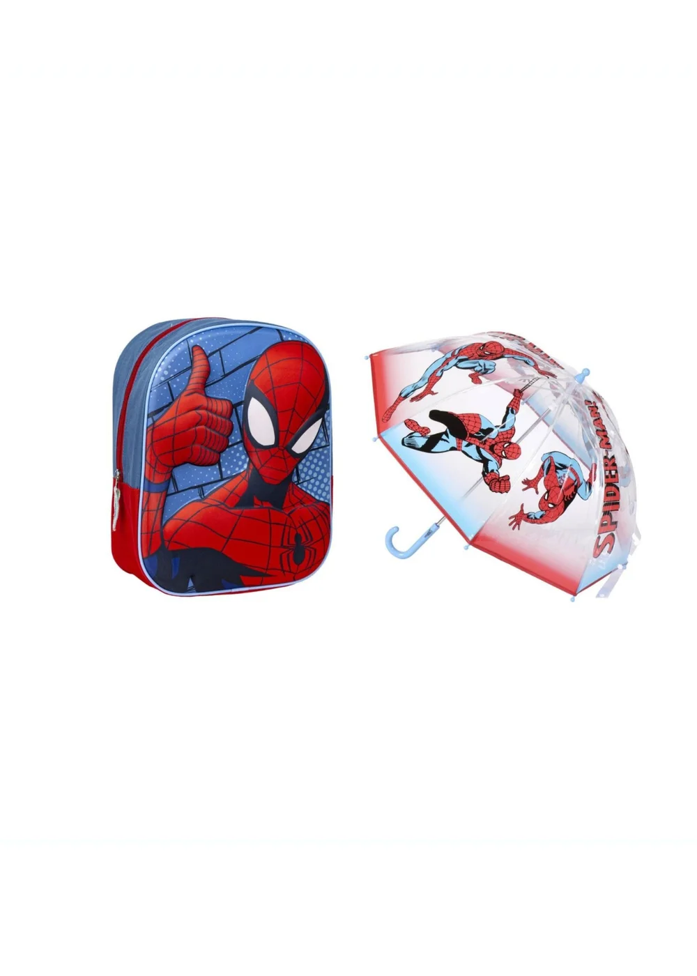 Spiderman Red All Weather Set With Backpack Along With An Umbrella - One Size Image 1