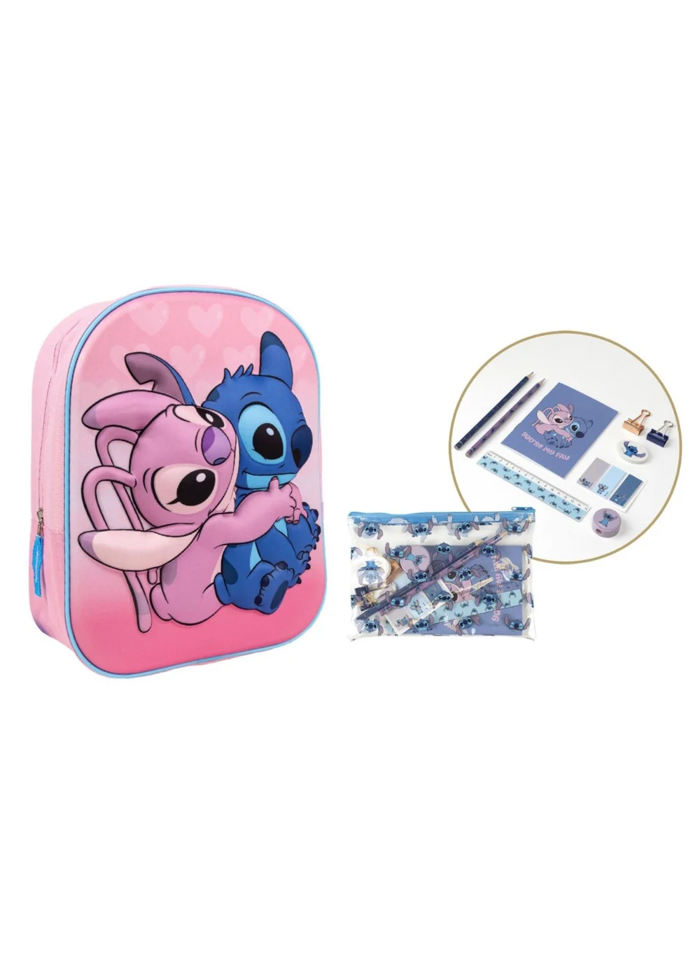 Disney Pink Stitch Back to School Backpack and Stationary Set - One Size Image 1
