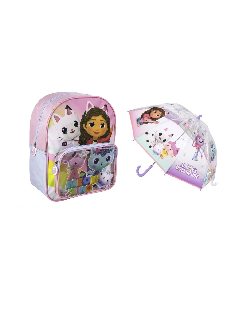 Dreamworks Pink Gabbys Doll House Backpack and Umbrella Set - One Size Image 1