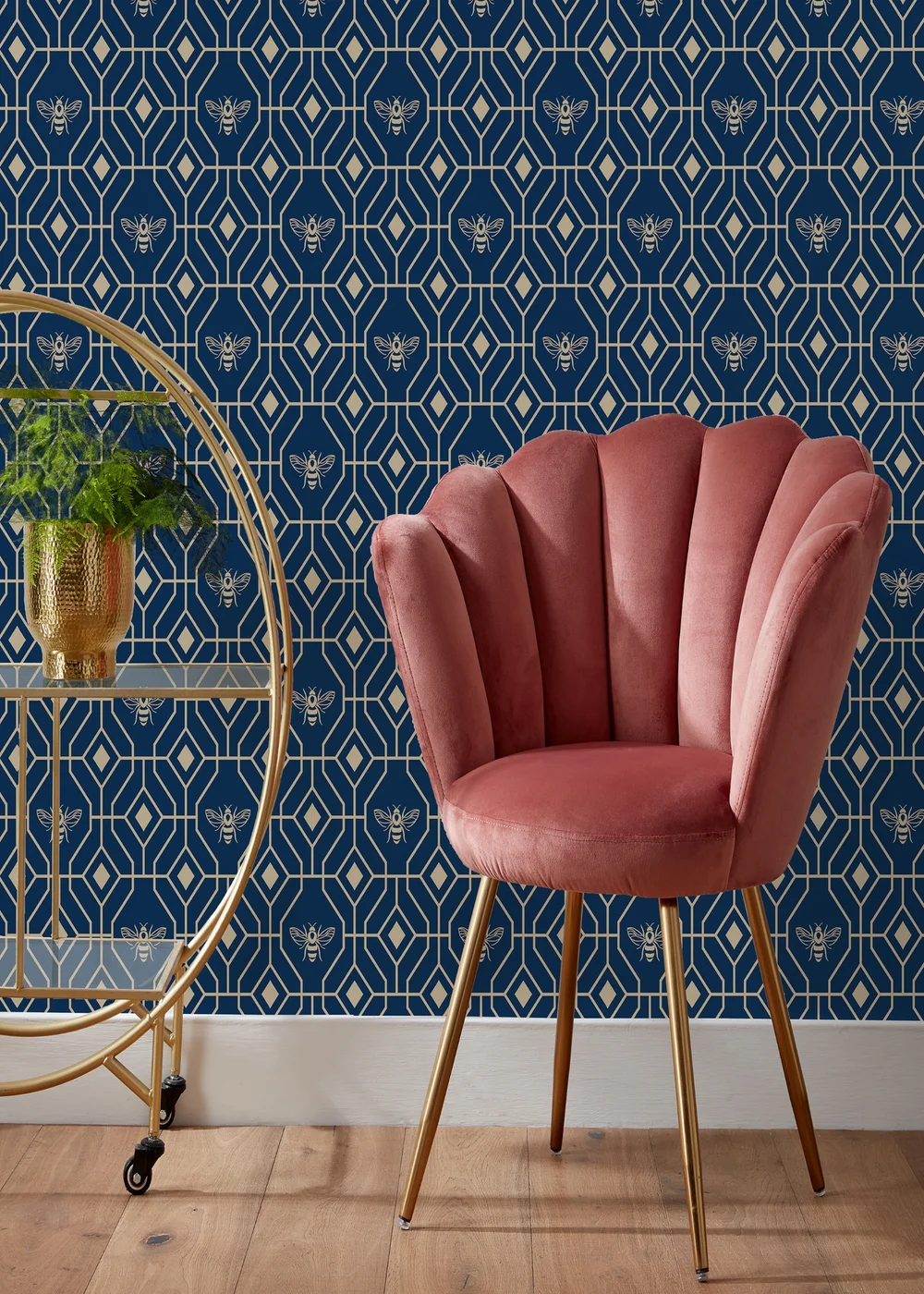 furn. Bee Deco Geometric Wallpaper (53 x 1050cm) - One Size Image 2