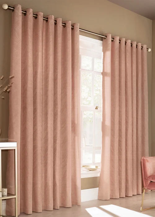 furn. Himalaya Jacquard Eyelet Curtains - 46W X 72D (117x183cm) Image 1